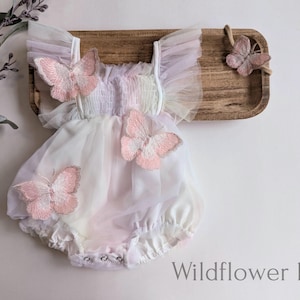 Girls Rainbow butterfly romper, Birthday rainbow romper,cake smash romper, fairytale romper, infant butterfly romper, baby, infant, toddler