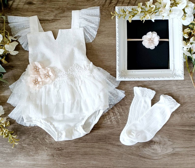 Infant Girls lace Boho Romper/Cake Smash1st Birthday/Baptism Etsy