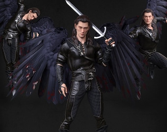 Dark Angel/Wings/Fantasy Character/Warrior/Male Character/PNG/Overlays/3D rendered/Sage/Witchcraft/stock images/photoshop/Halloween/Hero