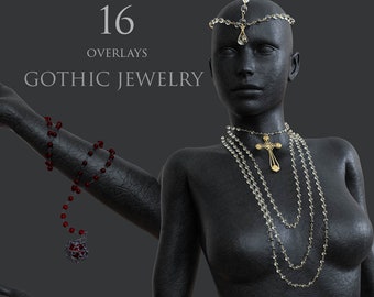 Gothic Jewelry/Overlays/Pendants/Pearls/2D Necklace/Clipart/3D renders/Photomanipulation/Gems/Instant Download/PNG/Photoshop/Composite