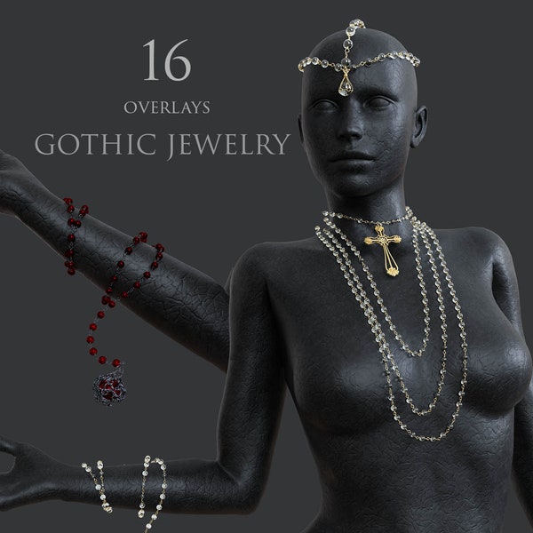 Gothic Jewelry/Overlays/Pendants/Pearls/2D Necklace/Clipart/3D renders/Photomanipulation/Gems/Instant Download/PNG/Photoshop/Composite