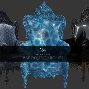 Baroque Thrones/Overlays/Magic/Fantasy/Ice throne/3D renders/Royal/Photomanipulation/Clipart/Instant Download/PNG/Photoshop/Composite/Gothic
