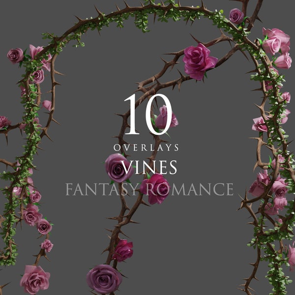Fantasy Vines/Roses/Roots/Vines/Fantasy Plants/Halloween/Romantic/Decoration/Clipart/Overlay/Instant Download/PNG/Photoshop/Composite/Floral