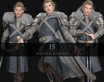 Winter Knight/Epic Fantasy/Superhero/Fantasy Characters/Stock Image/Photoshop/Photo manipulation/Overlays/Clipart/PNG/3Drender/Warrior