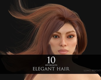 Elegant Hair /Long Hair/Red Hair/Overlays/Swaps/Female/3D render/Clipart/Instant Download/PNG/Photoshop/Composite/Photography/PNGS/Fantasy