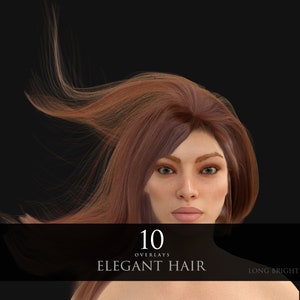 Elegant Hair /Long Hair/Red Hair/Overlays/Swaps/Female/3D render/Clipart/Instant Download/PNG/Photoshop/Composite/Photography/PNGS/Fantasy
