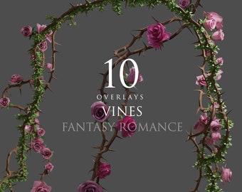 Fantasy Vines/Roses/Roots/Vines/Fantasy Plants/Halloween/Romantic/Decoration/Clipart/Overlay/Instant Download/PNG/Photoshop/Composite/Floral