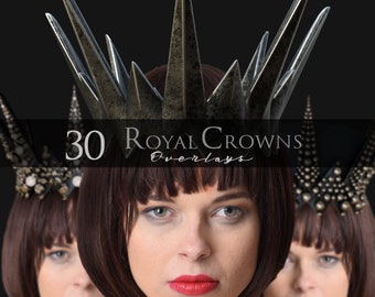 Royal Crowns/Overlays/Headwear/Fantasy Crown/Accessories/Christmas/PNG/Luxury/Princess/Photography/Clipart/Composites/3D render/Photoshop
