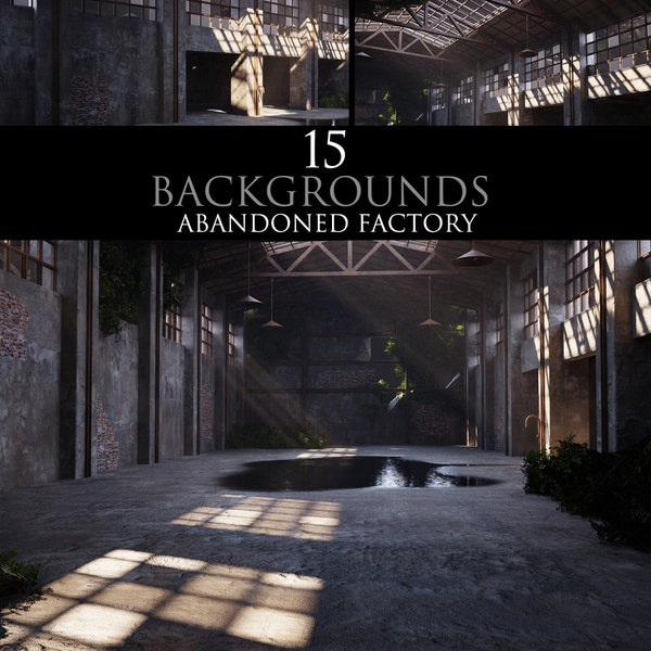 Abandoned Factory/Backgrounds/Architecture/Interior/Old Building/Urban Fantasy/Contemporary/Digital Backgrounds/Scenes/Photoshop/3D render