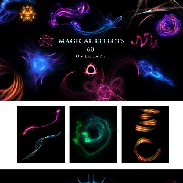 Magical Effects/Glow/Overlays/Fantasy/Magic/Spells/Clipart/Overlay/Instant Download/PNG/Photoshop/Composite/VFX/Witchcraft/Witch