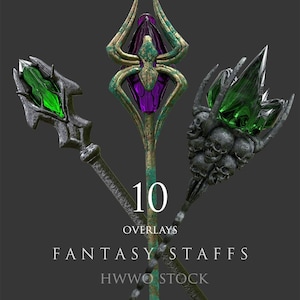 Fantasy Staff/Witchcraft/Halloween/Wizards/3D rendered/Clipart//Overlay/Stock/Instant Download/PNG/Photoshop/Composite/Witchy/Magical Object