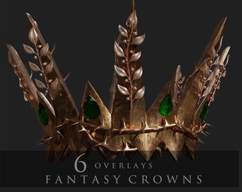 Fantasy Crowns/Stock IMAGES/Overlays/Jewelry/3D renders/Royal/Clipart/Instant Download/PNG/Accessories