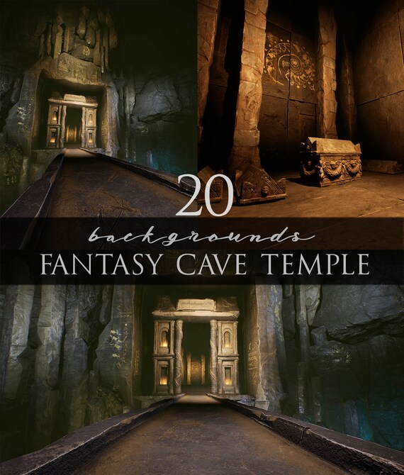 Fantasy Cave Temple Interior Background Digital Etsy