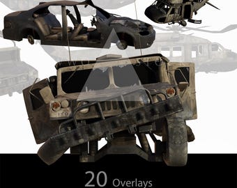Gecrasht transport I/Vervoer/Junk Yard/Voertuig/Tank/Oud/Post-apocalyps/Post-apocalyptische 3D/Directe download/PNG/Stock Image/Clipart