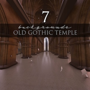 Old Gothic Temple/Fantasy Temple/Interiors/Backdrops/Digital Backgrounds/Gothic Temple/Architecture/Stock Image/Majestic Pillars/Arch