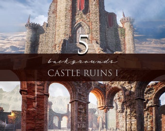 Castle/Ruins/Backgrounds/Tower/Walls/Fantasy Art/Scene/Cinematic/3D render/Scenery/Stock Image/Instant Download/Photoshop/Medieval/Wall art