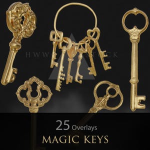 Magische Schlüssel/Verzierungen/Deko/Gold/Luxus/Accessoires/PNG/Overlays/2D gerendert/2Drendered/Fotografie/Schatz/Gold/Royal/Schlüssel