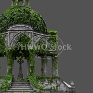 Gothic Temple/Gate/Gazebo/Garden/Nature/Plants/Stock image/Instant Download/PNG/JPG/Pillars/High Resolution/3D render/Fantasy Art/Cross/Old