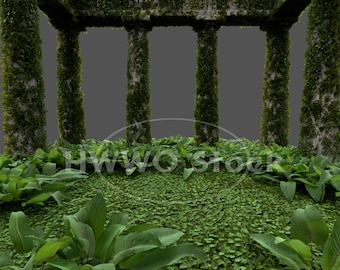Ancient Temple/Monument/Scenery/Architecture/Garden/Nature/Plants/Stock/Instant Download/PNG/Pillars/High Resolution/3D render/Fantasy Art