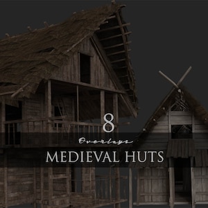 Medieval Huts /Dark Fantasy/Old House/ Architecture/Clipart/Overlay/Villas/Building/Stock/Instant Download/PNG/Photoshop/Composite/Resources