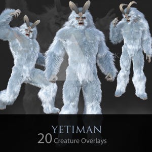 Yeti Man/Yeti/Mostro/Bestia/Creatura fantasy/PNG/Sovrapposizioni/Creatura/fantasy/Natale/rendering 3D/photoshop/Inverno/mitologico/Krampus