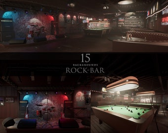 Rock-Bar/Urban Scene/American Bar/Digital Backgrounds/Cinematic Scene/Fantasy Interior/Stock Image/Photoshop/Photo manipulation/3D render