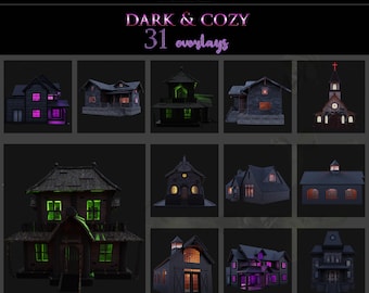 Halloween-huizen/donker/gezellig/kerst/herenhuis/architectuur/overlays/directe downloads/png/clipart/photoshop/fantasie/grillig/griezelig
