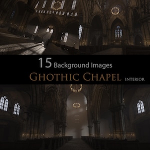 Gothic Chapel Interior/Background/Church/Temple/House/Scary/Stock Image/Photoshop/3D render/Haunted/Halloween/Cinematic Scene/Fantasy