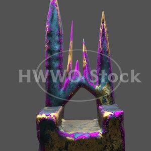 Fantasy Throne/Golden Throne/Alien/Tribal/Stock Image/Stalagmites/Royal/Gold/Surreal/3D/PNG/JPG/Furniture/Cosplay/Instant Download/Props