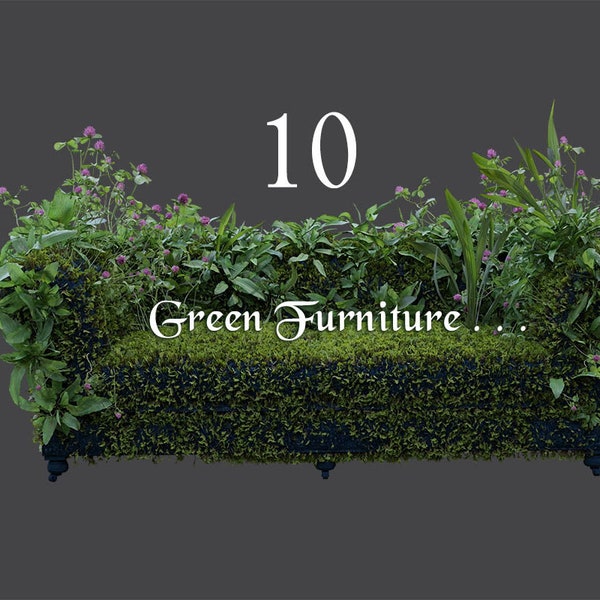 10 Meubles verts/Canapés/Fauteuil/Superpositions/Décoration/3D rendu/Clipart//Overlay/Stock/Instant Download/PNG/Photoshop/Composite/Nature