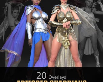 Gepantserde wachters/Voorraad BEELDEN/Clipart/Epic Fantasy/Vrouwelijke personages/PNG/Overlays/3D-gerenderd/Heldinnen/Prinses/Poses/Mantel/Zwaard