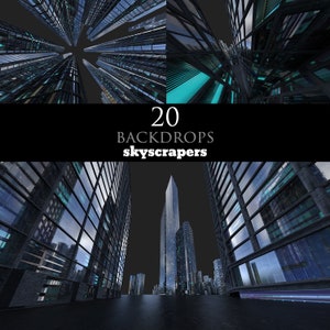 Rascacielos/Fondos/Superposiciones/Urbano/Ciudad/Callejón/Contemporáneo/Moderno/Casas/Exteriores/Fondos/Arquitectura/Escenas/Photoshop/Renderizado 3D