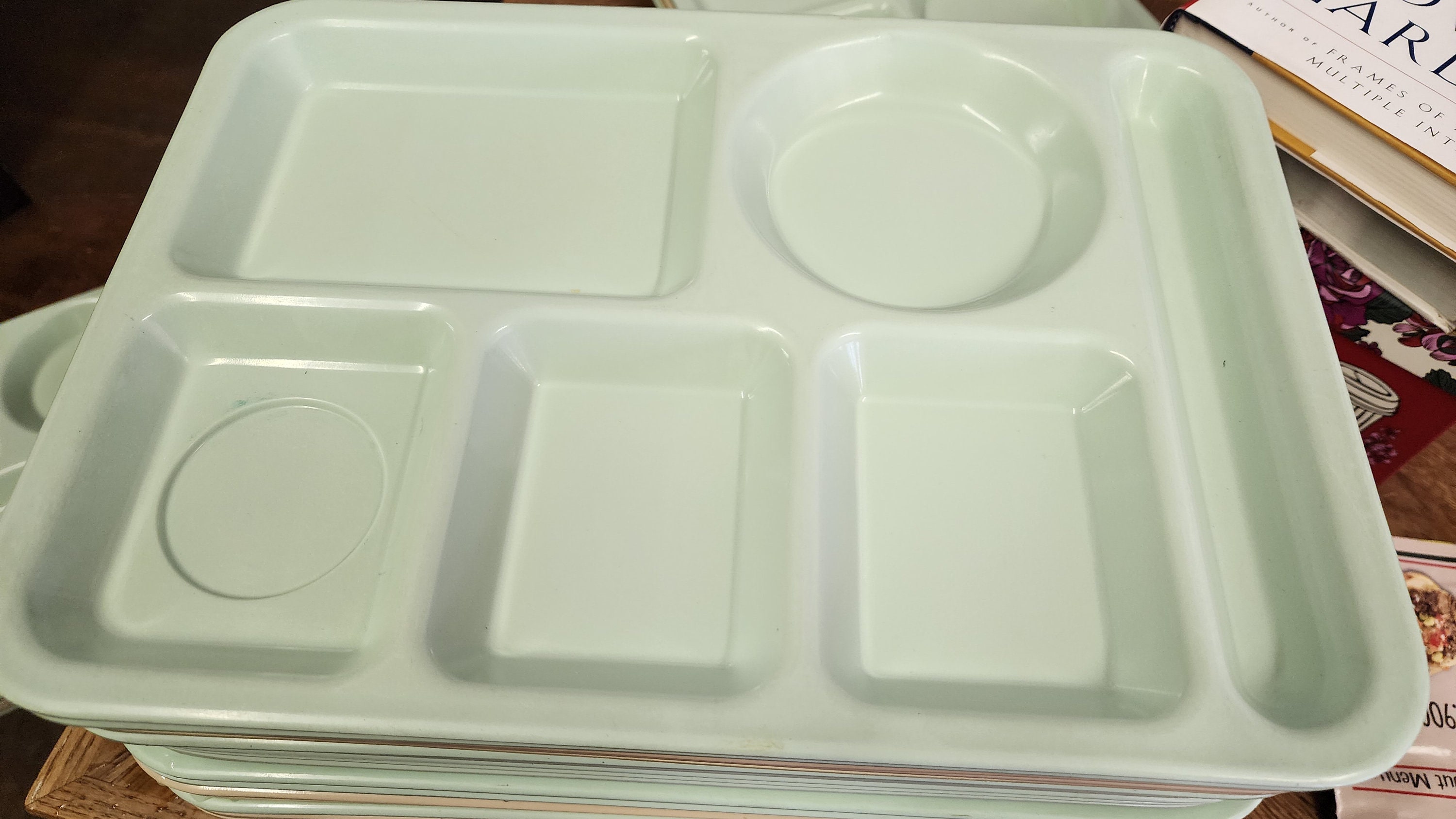 Mairbeon Plastic Serving Fast Food Trays Food-grade Cafeteria Food Trays  Rectangular Lunch Serving Trays,M,Light Blue