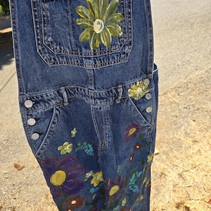 Teen XXL Custom Handpainted Floral Overalls