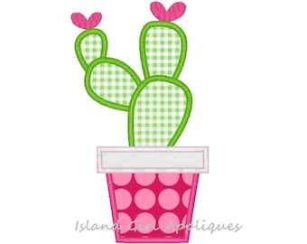 Cactus Heart Machine Embroidery Applique Design