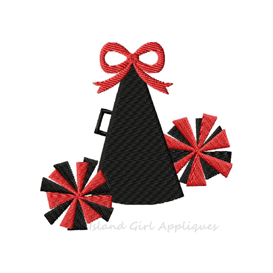 Megaphone Pom Pom Bow Mini Machine Embroidery Design Etsy