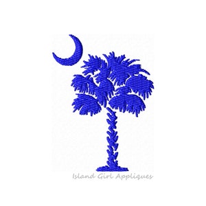 Palmetto Tree Moon Mini Machine Embroidery Design, 6 sizes