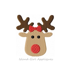 Girl Reindeer Mini Machine Embroidery Design, Rudolph Mini