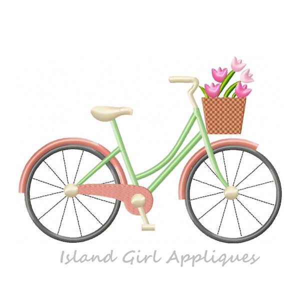 Flower Basket Bicycle Machine Embroidery Design