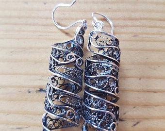 Handmade silver earrings filigree