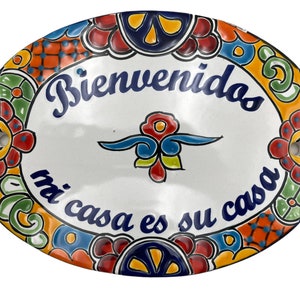 Talavera Welcome Bienvenidos Sign - Hand Painted Wall Decor