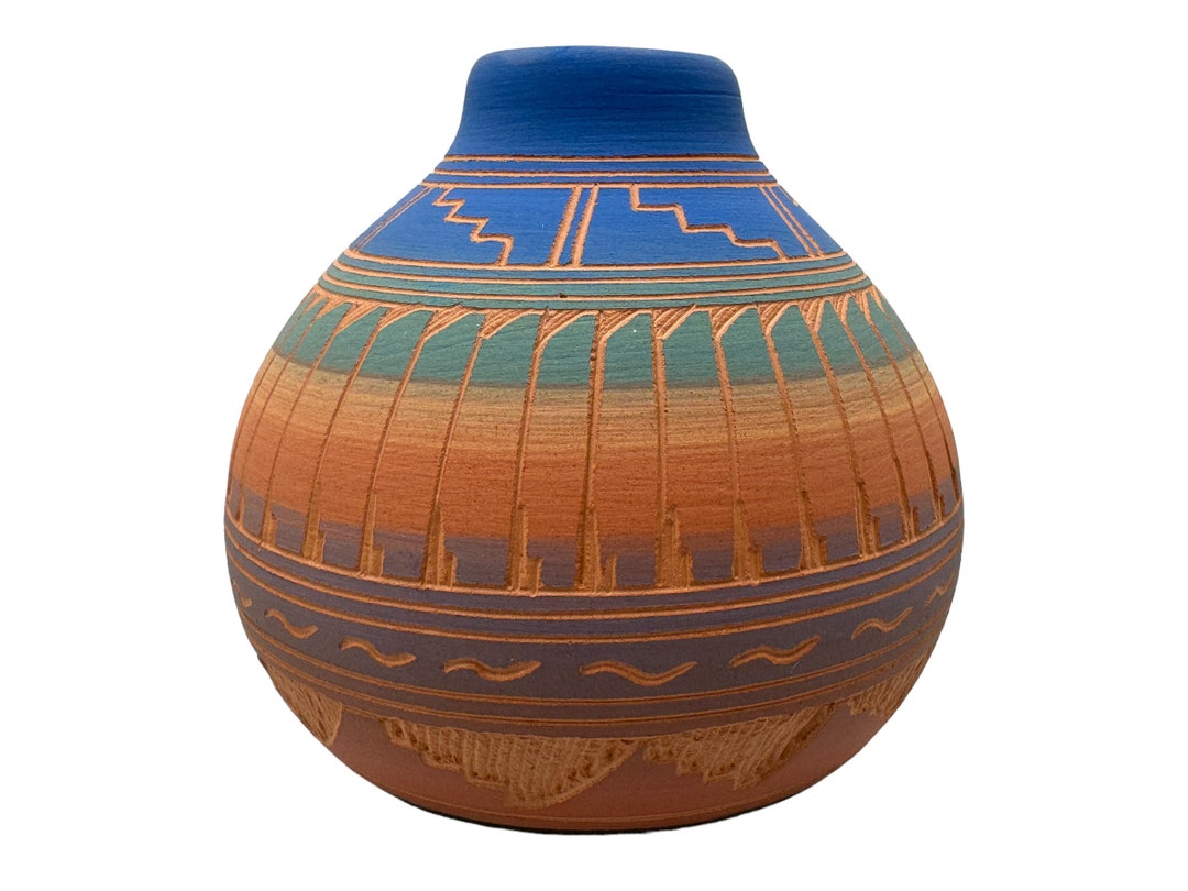 Native American Pottery Vase Navajo Handmade Hand Painted Southwest