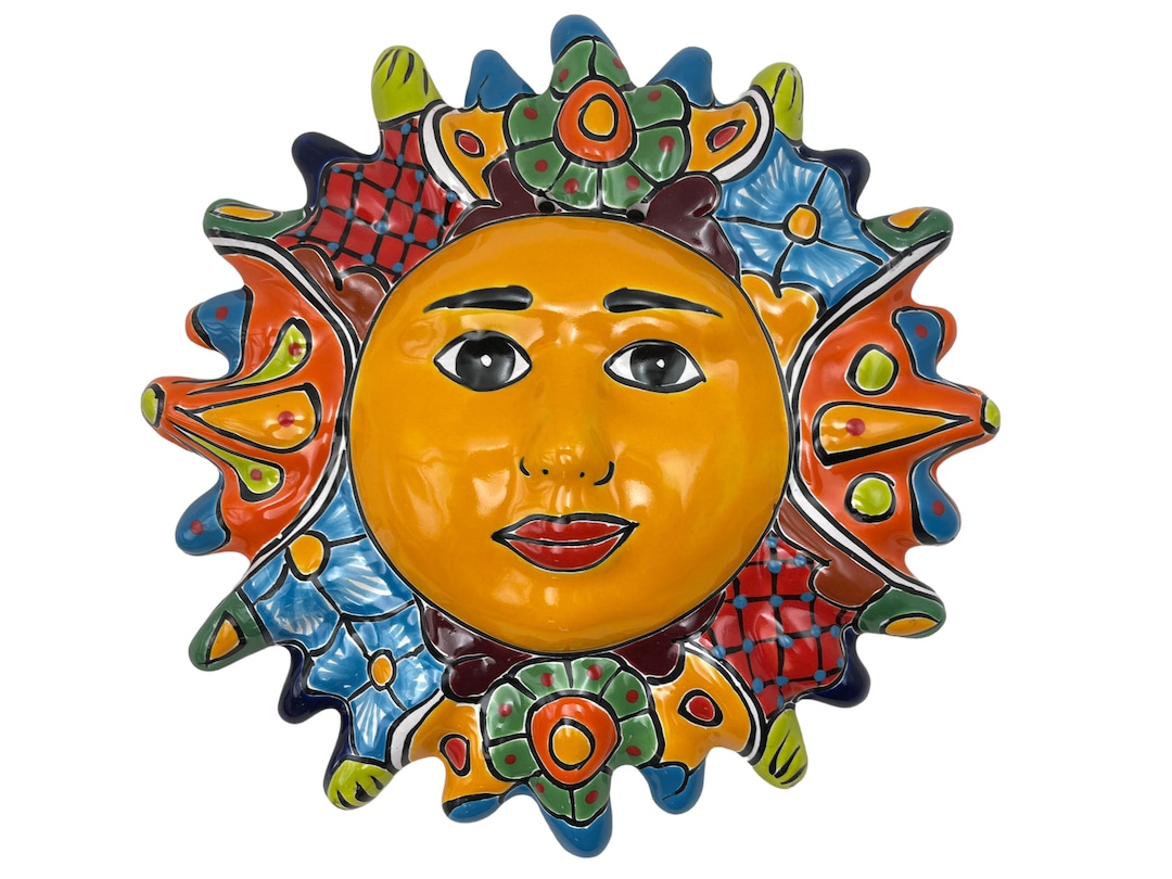 Talavera Sun Face Decorative Folk Art Mexican Pottery Wall Art Etsy