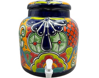 Talavera Beverage Dispenser Folk Art Cute Mexican Pottery Kitchen Decor Handmade Hand Painted Multicolor 14"