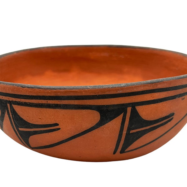 Vintage Native American Pottery Santo Domingo Handmade Pot Hand Painted Southwest Home Decor