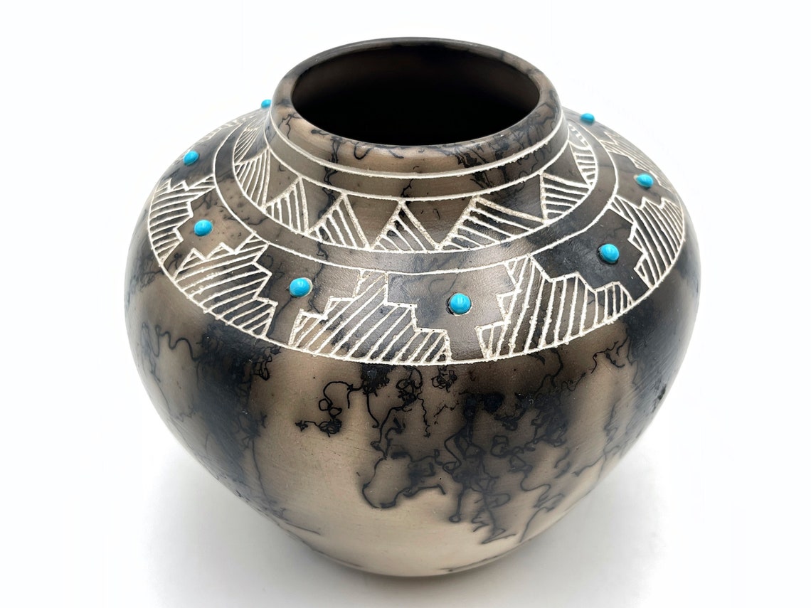 Native American Pottery Horse Hair Beautiful Handmade Etsy