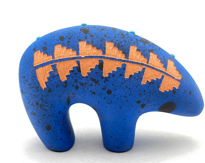 Native American Pottery Bear Sculpture W/sculpture Vase Navajo Handmade