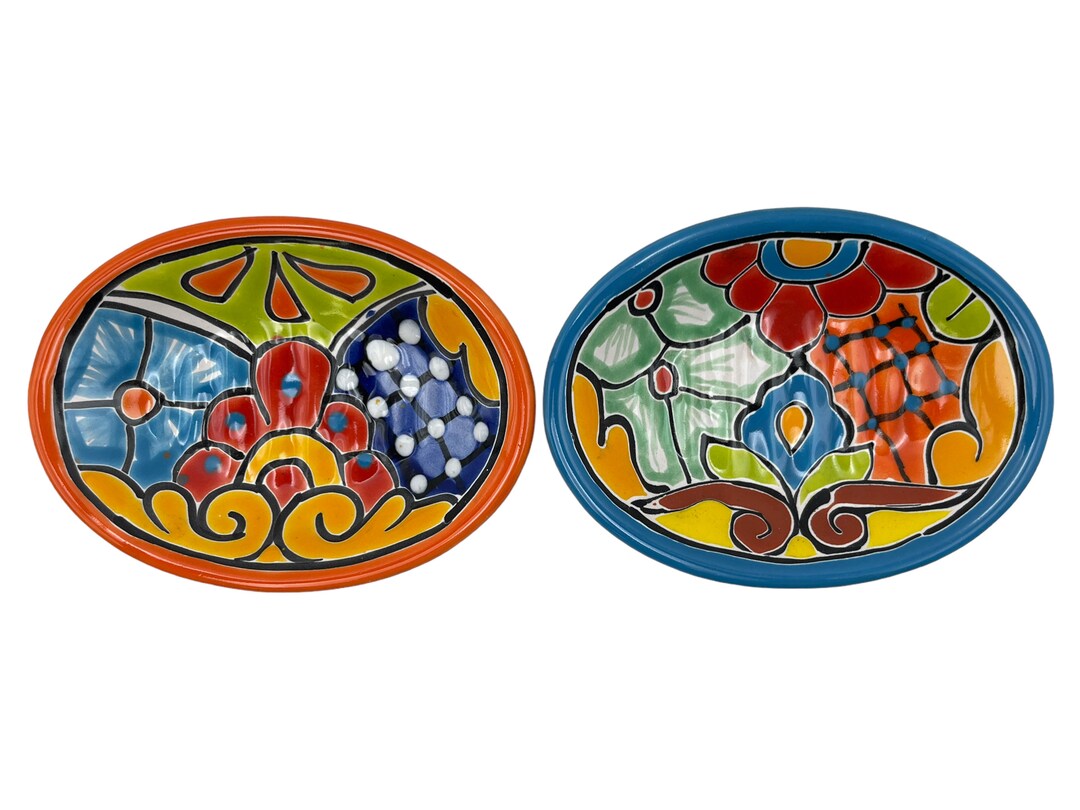 Talavera Soap Dish 2 Mexican Pottery Folk Art Handmade Hand Etsy