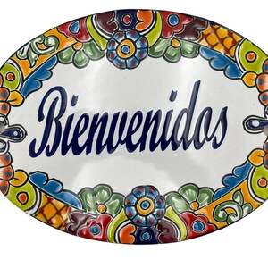 Ceramic Latino Gift Idea Welcome Sign Bienvenidos Amigos Yellow Geck