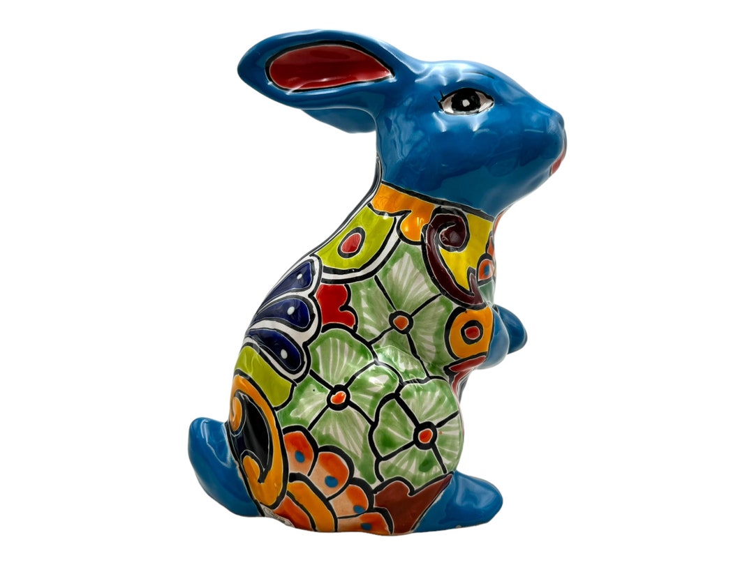 Talavera Rabbit Bunny Standing Mexican Pottery Folk Art Hand Painted ...